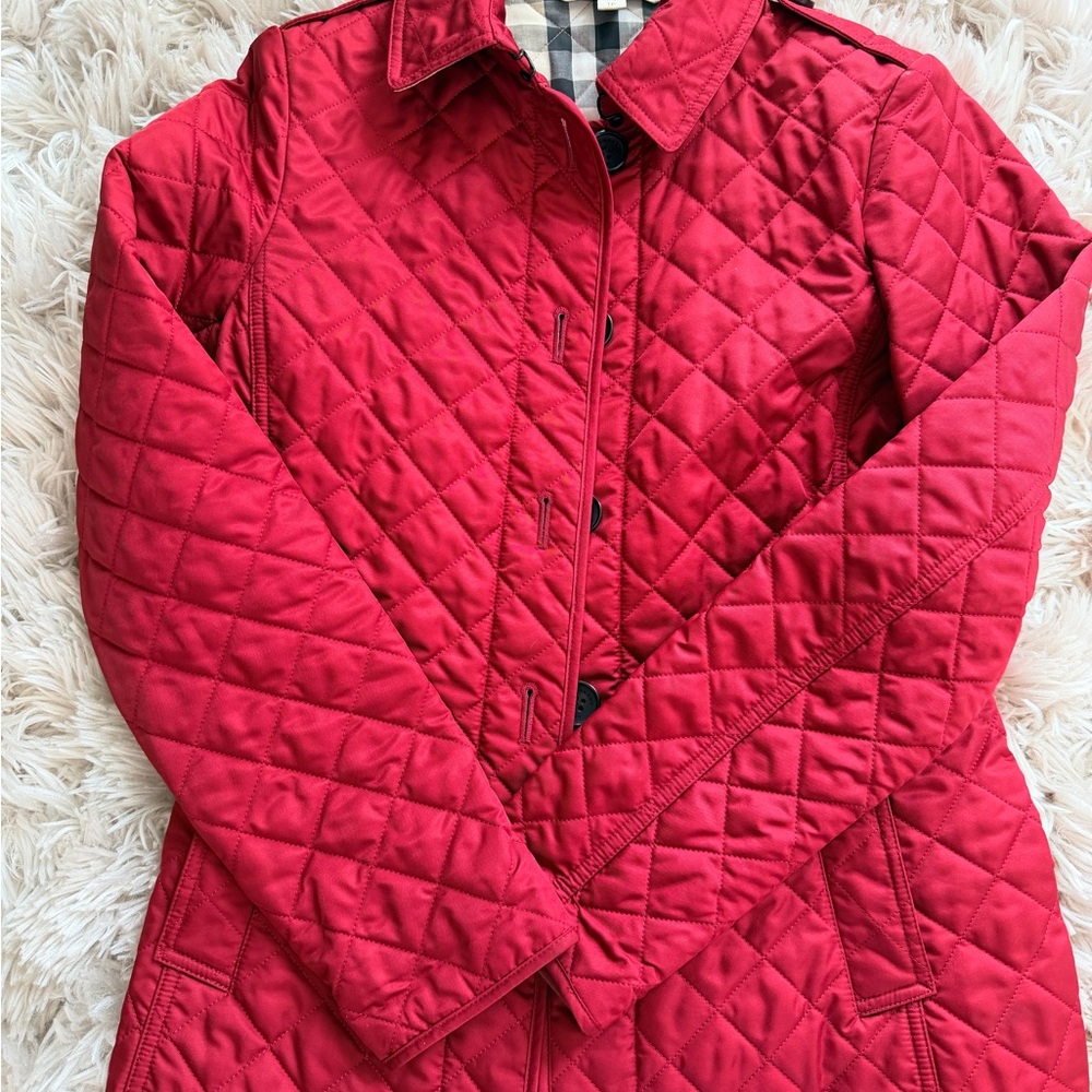 Burberry Red Quilted Trench Coat
